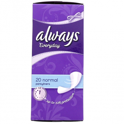 always everyday normal 20 pantyliners  up to 12 hours protection